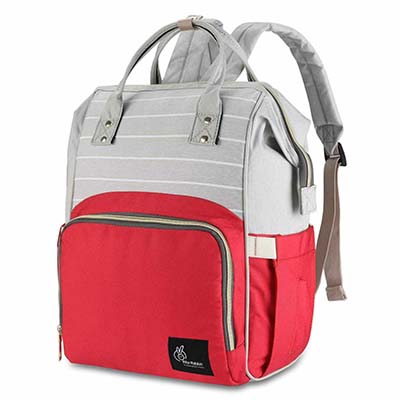 R for Rabbit Caramello Diaper Backpack Bags for Smart Moms (RED STRIPES)