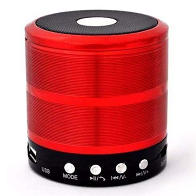 SKOSS Mini Bluetooth Speaker WS 887 with FM Radio, Memory Card Slot, USB Pen Drive Slot, AUX Input Mode (RED)